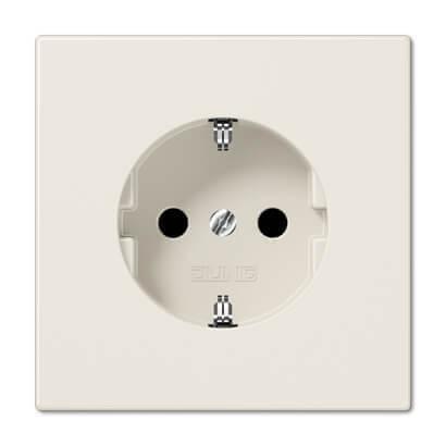 Розетка с заземлением с защитными шторками винтовой зажим Jung LS 990 бежевая LS521KI