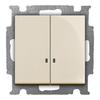 Выключатель двухклавишный ABB Basic55 10A 250V с подсветкой слоновая кость 2CKA001012A2157
