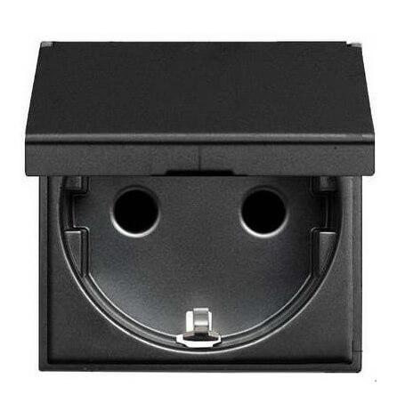 Розетка ABB Zenit с/з 16A 250V со шторками крышкой винтовой зажим антрацит 2CLA228810N1801