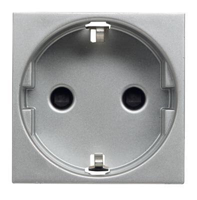 Розетка ABB Zenit с/з 16A 250V со шторками безвинтовой зажим серебро 2CLA228860N1301