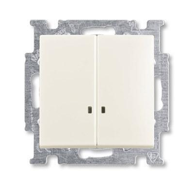 Выключатель двухклавишный ABB Basic55 10A 250V с подсветкой chalet-белый 2CKA001012A2188