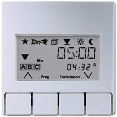 Накладка жалюзийного выключателя Универсал с таймером Jung A 500 алюминий A5232T3AL