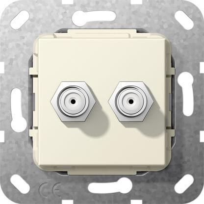 Розетка двойная SAT-F Gira System 55 кремовый глянцевый 565101