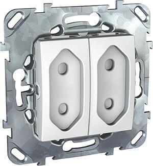 Розетка двухмодульная Schneider Electric Unica б/з со шторками 10A 250V MGU5.3131.18ZD
