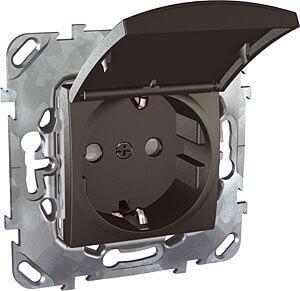 Розетка Schneider Electric Unica с/з со шторкамии крышкой 16A 250V MGU5.037.12TAZD