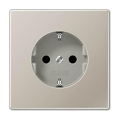 Розетка с заземлением с защитными шторками винтовой зажим Jung LS 990 edelstahl ES2521KI