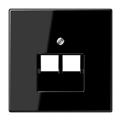 Накладка 2-ой наклонной телефонной/компьютерной розетки Jung LS 990 черная LS969-2UASW