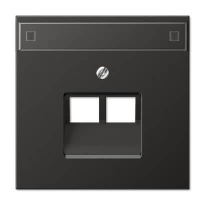 Накладка 2-ой наклонной телефонной/компьютерной розетки с полем для надписи Jung LS 990 антрацит AL2969-2NAUAAN