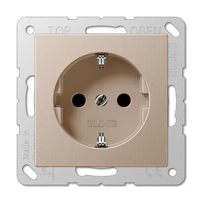 Розетка с заземлением безвинтовой зажим Jung A 500 шампань A520CH