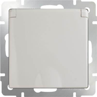 Розетка Werkel с заземлением с защитной крышкой и шторками WL03-SKGSC-01-IP44-ivory 4690389046247