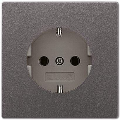 Розетка с заземлением с защитными шторками винтовой зажим Jung LS 990 антрацит AL2521KIAN