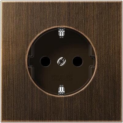 Розетка с заземлением безвинтовой зажим Jung LS 990 antik ME2520AT