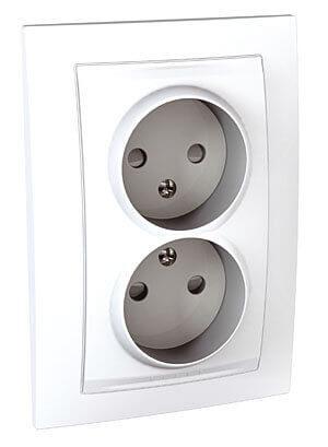 Розетка двойная Schneider Electric Unica б/з со шторками 10A 250V MGU23.063.18D