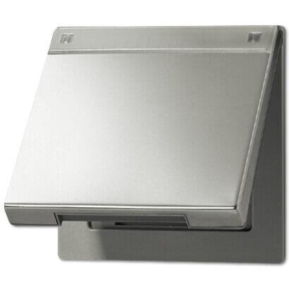 Крышка откидная для розеток и изделий 50х50 с полем для надписи Jung LS 990 edelstahl ES2990NAKL