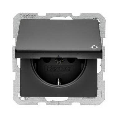 Розетка ABB Zenit с/з 16A 250V IP54 с крышкой винтовой зажим чёрный 2CLA328800A1501