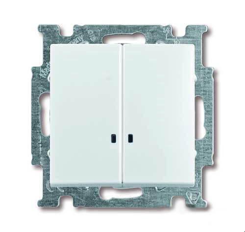 Выключатель двухклавишный ABB Basic55 10A 250V с подсветкой альпийский белый 2CKA001012A2154