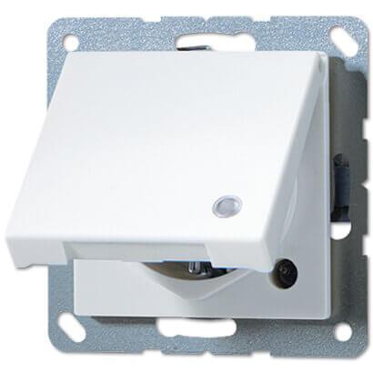 Розетка с заземлением с защитными шторками с крышкой с индикацией напряжения безвинтовой зажим Jung A 500 белая A520KLKOWW