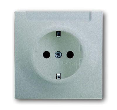 Розетка ABB Impuls Schuko с/з 16A 250V c полем для надписи безвинтовой зажим серебристо-алюминиевый 2CKA002011A3847