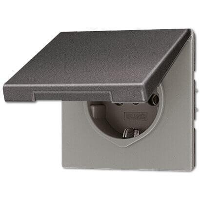 Розетка с заземлением с крышкой винтовой зажим Jung LS 990 антрацит AL2521KLAN
