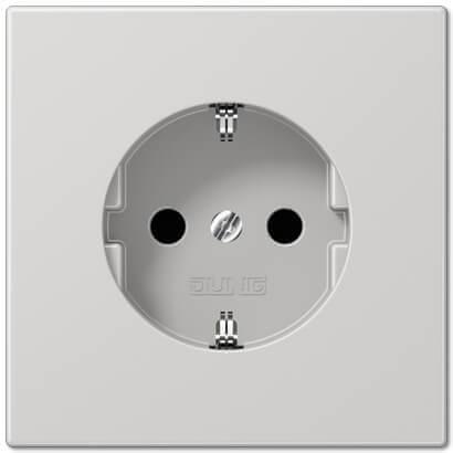 Розетка с заземлением безвинтовой зажим Jung LS 990 светло-серая LS520LG