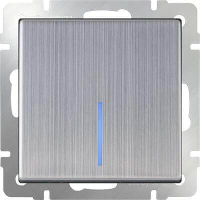 Выключатель Werkel одноклавишный с подсветкой глянцевый никель WL02-SW-1G-LED 4690389059216