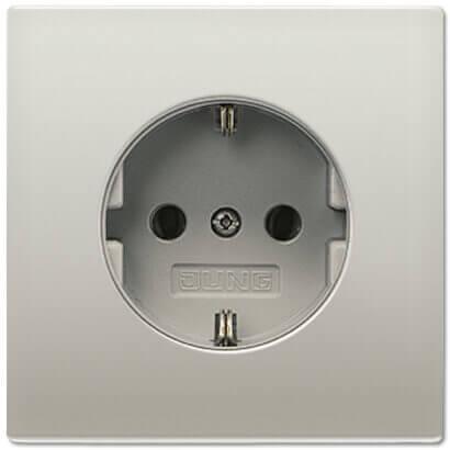 Розетка с заземлением безвинтовой зажим Jung LS 990 edelstahl ES2520
