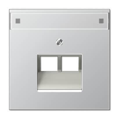 Накладка 2-ой наклонной телефонной/компьютерной розетки с полем для надписи Jung LS 990 алюминий AL2969-2NAUA