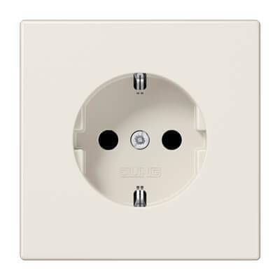Розетка с заземлением безвинтовой зажим Jung LS 990 бежевая LS1520