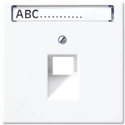 Накладка 1-ой наклонной телефонной/компьютерной розетки с полем для надписи Jung LS 990 белая LS969-1NAUAWW