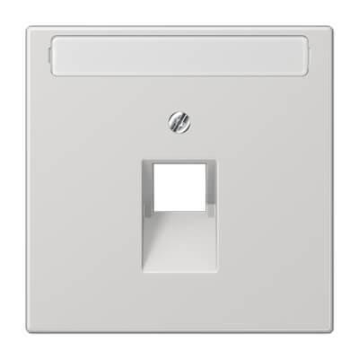 Накладка 1-ой наклонной телефонной/компьютерной розетки с полем для надписи Jung LS 990 светло-серая LS969-1NAUALG