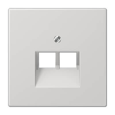 Накладка 2-ой наклонной телефонной/компьютерной розетки Jung LS 990 светло-серая LS969-2UALG