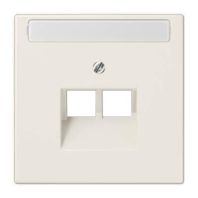 Накладка 2-ой наклонной телефонной/компьютерной розетки с полем для надписи Jung LS 990 бежевая LS969-2NAUA