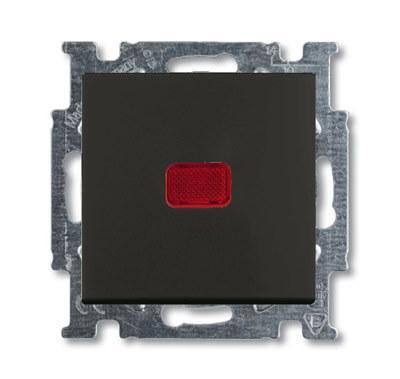 Выключатель кнопочный одноклавишный ABB Basic55 10A 250V с подсветкой chateau-черный 2CKA001413A1096