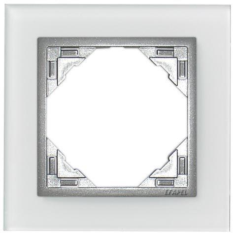 Рамка 1-постовая Efapel Logus 90 Crystal светлое стекло/алюминий 90910 TCA