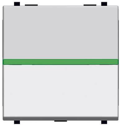 Выключатель кнопочный одноклавишный ABB Zenit 16A 250V с подсветкой серебро 2CLA220450N1301