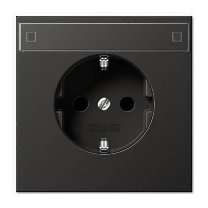 Розетка с заземлением с полем для надписи безвинтовой зажим Jung LS 990 антрацит AL2520NAAN