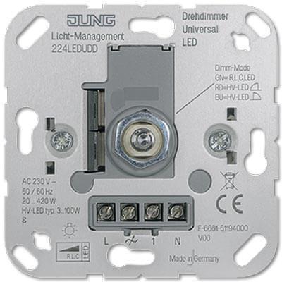 Диммер поворотно-нажимной универсальный Jung 224LEDUDD