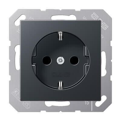 Розетка с заземлением безвинтовой зажим Jung A 500 антрацит A1520BFANM