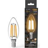 Лампа светодиодная филаментная Gauss E14 13W 2700K прозрачная 103801113