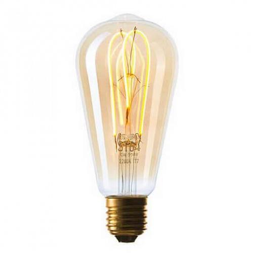 Лампа светодиодная филаментная диммируемая E27 5W 2200K золотая 057-356