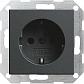Розетка Gira System 55 Schuko с/з 16A 250V безвинтовой зажим антрацит 018828 - фото №1