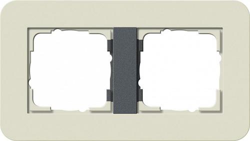 Рамка 2-постовая Gira E3 белый песочный/антрацит 0212427