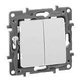 Переключатель двухклавишный Legrand Etika 10A 250V белый 672212