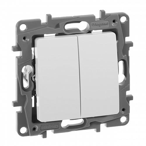 Переключатель двухклавишный Legrand Etika 10A 250V белый 672212
