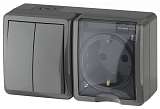 Блок розетка-выключатель двухклавишный ЭРА Эксперт IP54 16A 250V 11-7402-03 Б0020736