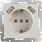 Розетка Werkel с заземлением, шторками и USBx2 слоновая кость WL03-SKGS-USBx2-IP20 4690389073205 - фото №1