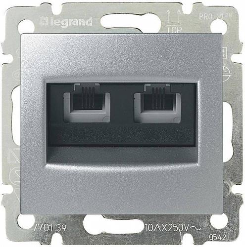Розетка телефонная 2хRJ11 Legrand Valena алюминий 770139