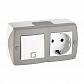 Выключатель - розетка Mono Electric Octans IP20 одноклавишный - 2К+З бело-серый 104-020001-180 - фото №1