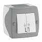 Выключатель Mono Electric Octans IP20 двухклавишный проходной бело-серый 104-020001-111 - фото №1
