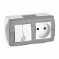 Выключатель - розетка Mono Electric Octans IP20 двухклавишный - 2К бело-серый 104-020001-182 - фото №1